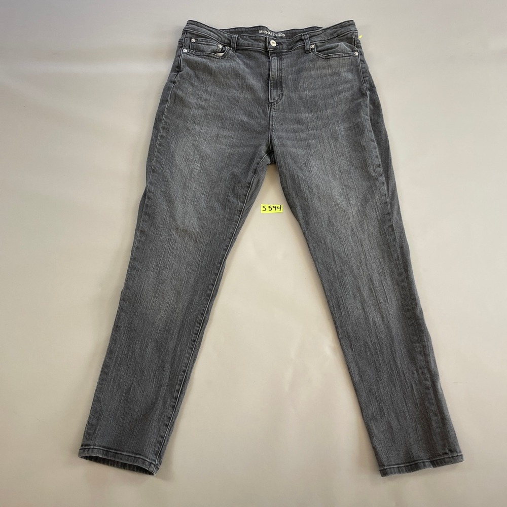 Michael Kors Womens Gray Straight Leg Denim Jeans Size 16 Stretch Casual Pants